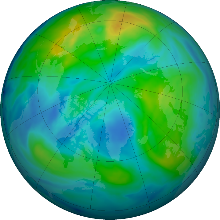 Arctic ozone map for 30 October 2023